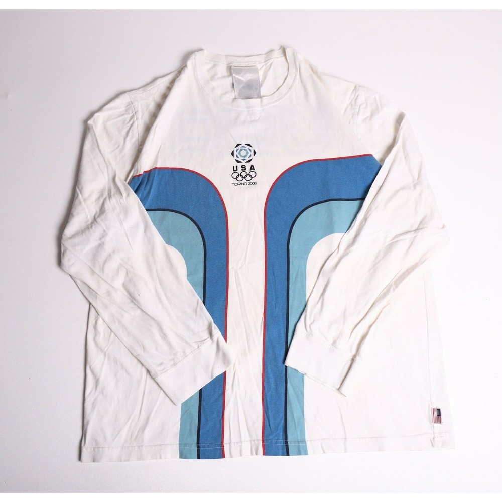 Roots USA Torino 2006 Olympic Long Sleeve T-Shirt White Mens XL Vintage Style